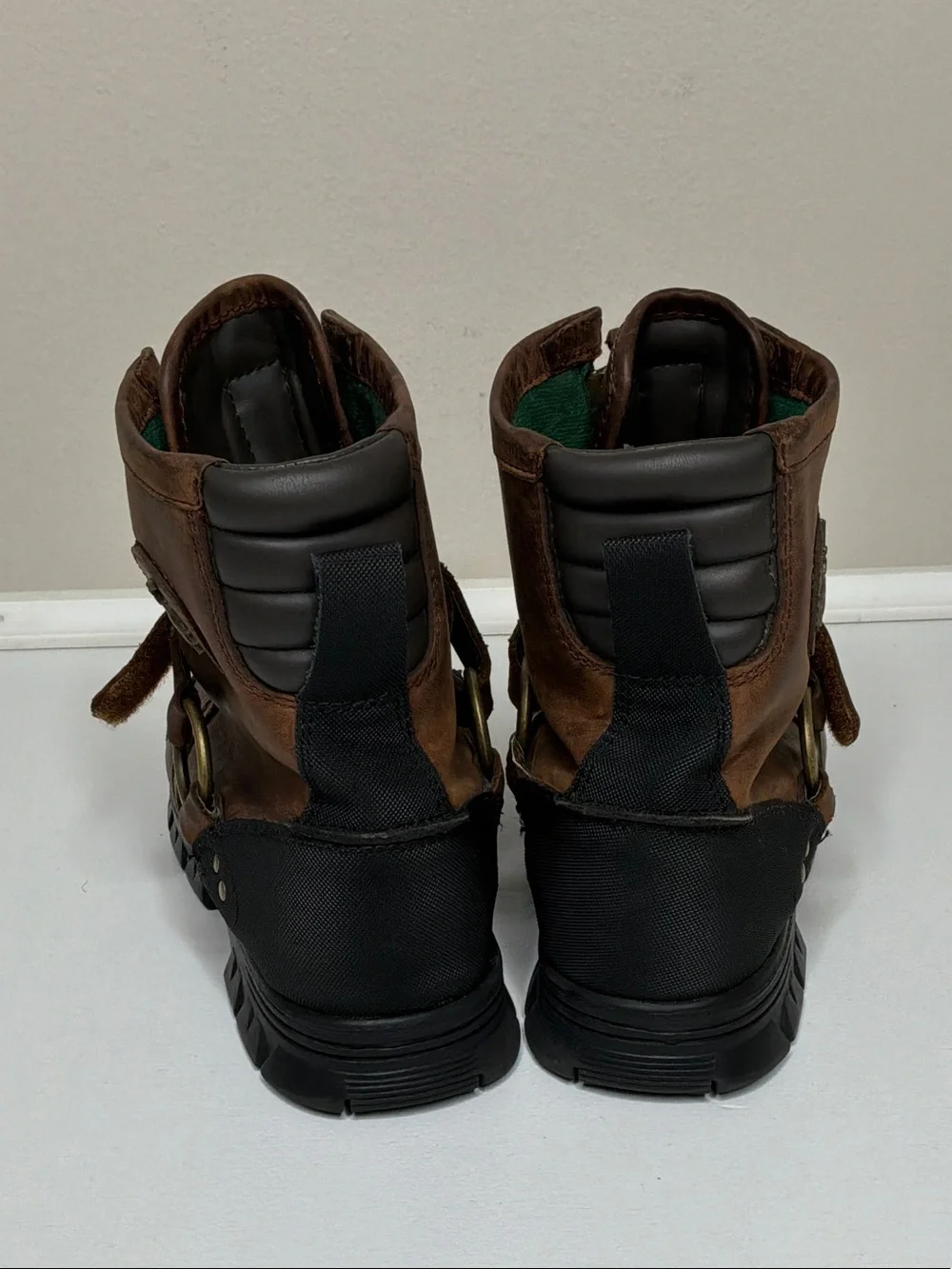 Polo Ralph Lauren Conquest Hi lll Duck Boots Zip 7.5 D Brown Leather Men's Boots
